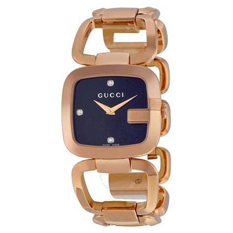 gucci black dial rose gold watch|gucci gold bracelet watch.